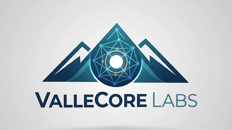 Logo de ValleCore Labs: una cordillera con un núcleo de red al centro